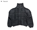 Anka cable two-way knit zip-up cardigan