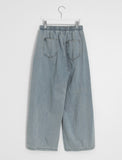 Beple Snap Button Banding Denim Balloon Wide Pants