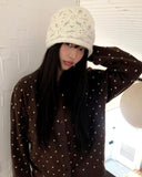 Le Sue Flower Pattern Knit Beanie