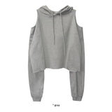 OPEN SHOULDER CUTTING HOODIE