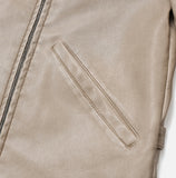 Distorted edge crack leather jacket