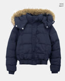 Rayoon fur hooded short zip-up padding