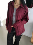 [MADE] Podil Linen Roll Oversized Fit Checkered Long Sleeve Shirt