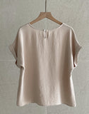 Hazel Wrinkle Short Sleeve T-Blouse Banding Wide Pants Set
