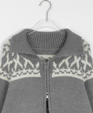 Dimoi Two Way Collar Nordic Knit Zip-Up Cardigan