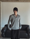 Mude Loose Fit Henley Neck Long Sleeve Hoodie