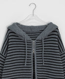 Chointeu Two-Way Striped Knit Hood Zip-Up