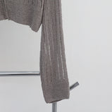 Bonhe See-Through Knit Hooded Zip-Up
