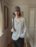 Royge Layered Henley Neck Long Sleeve T-shirt