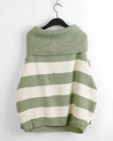 Dolce boxy stripe off-shoulder long sleeve knit