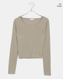 Fumo Snap Button Ribbed One-Off Shoulder Long Sleeve T-Shirt