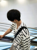 Dangara Henry Neck Short Sleeve Knit