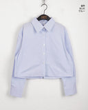 Aru Back Silt Button Crop Long Sleeve Shirt