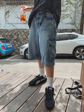 Cutout Zipper Cargo Two-Way Denim Pants