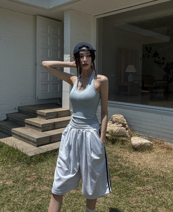 【U LAN】track wide Bermuda sweatpants U LAN (ユーラン) - トラックワイドバミューダトレーニング