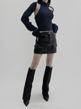 Ronco Crack Leather Miniskirt