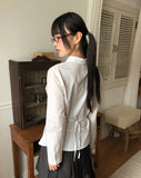 [MADE] Hupi Pin Tuck Button V-Neck Collar Long Sleeve Shirt
