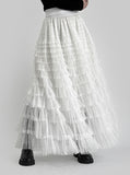 Feather See-Through Tiered Skirt