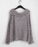 Chalo mother-of-pearl button printed mesh one-shoulder long-sleeved knitwear