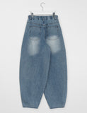 [unisex] Hadaki Banding String Washing Balloon Wide Denim Pants