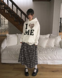 Solpa Check Flare Tiered Long Skirt
