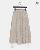 Yubo Vintage Check Ribbon Strap Tiered Long Skirt