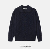 Orchid wool collar long cardigan