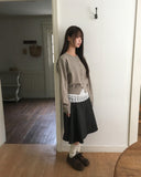 Mirn Striped Unbalance Midi Skirt