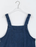 Loiki Shirring Pocket Denim Sleeveless Long One Piece