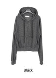 Ien Stripe Crop Hooded Zip-up