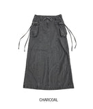 Pigmented Rope Cut Cargo Long Skirt
