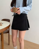 Nimu Stripe Pattern Belt Short Skirt Pants