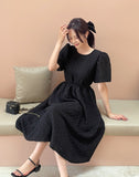 Endel Puff Jacquard Flare Long One Piece