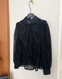 Seldin Velvet See-Through Dot Blouse