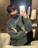 Argyle turtleneck knit