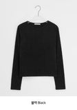 Shukan Ribbed Round Long Sleeve Tee