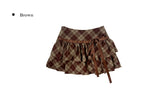 Dylan Check Ribbon Tiered Mini Skirt