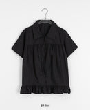 Seputte Shirring Frill Short Sleeve Blouse