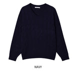 [U-BASIC] Hina V-neck Cable Knit