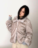 Sevin Collar Two-Tone Fur Jacket