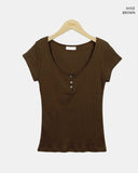 Houn Deep U-Neck Short Sleeve T-Shirt