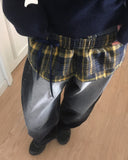 Semb Back Adjust Button Washing Denim Pants