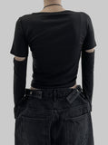 Effel Slit Shirring T-shirt