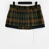 50% wool) Belly Low Checkered Mini Skirt