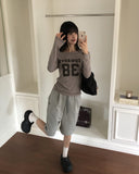 Nell Number Print One Off-Shoulder Long-Sleeve T-Shirt