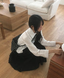 Tizen punching lace tiered long skirt