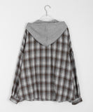 Yuuki color matching hood check shirt