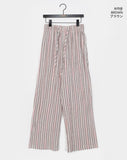Shudi Stripe Banding Long Wide Pants