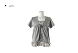 [Fake Layered] Devin Check Frill Layered Blouse