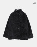 Plon Fluffy Half-Neck Midi Fur Coat Jacket